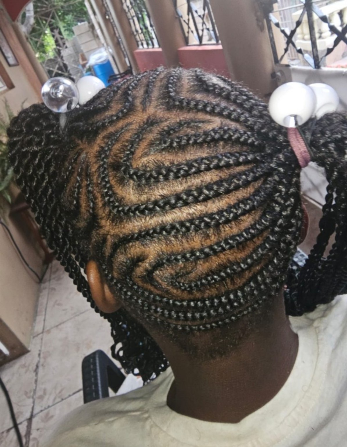Back to school giveaway braided hairstyle with white beads