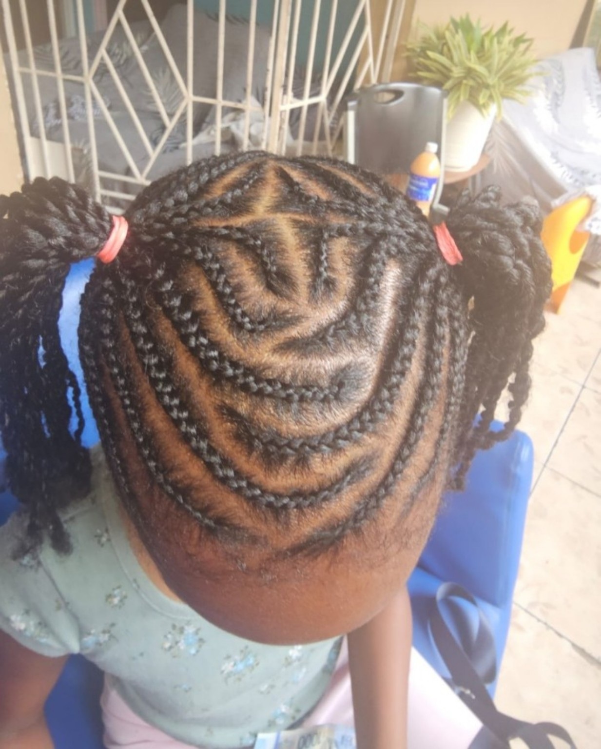 Back to school giveaway braided hairstyle with pink hair ties