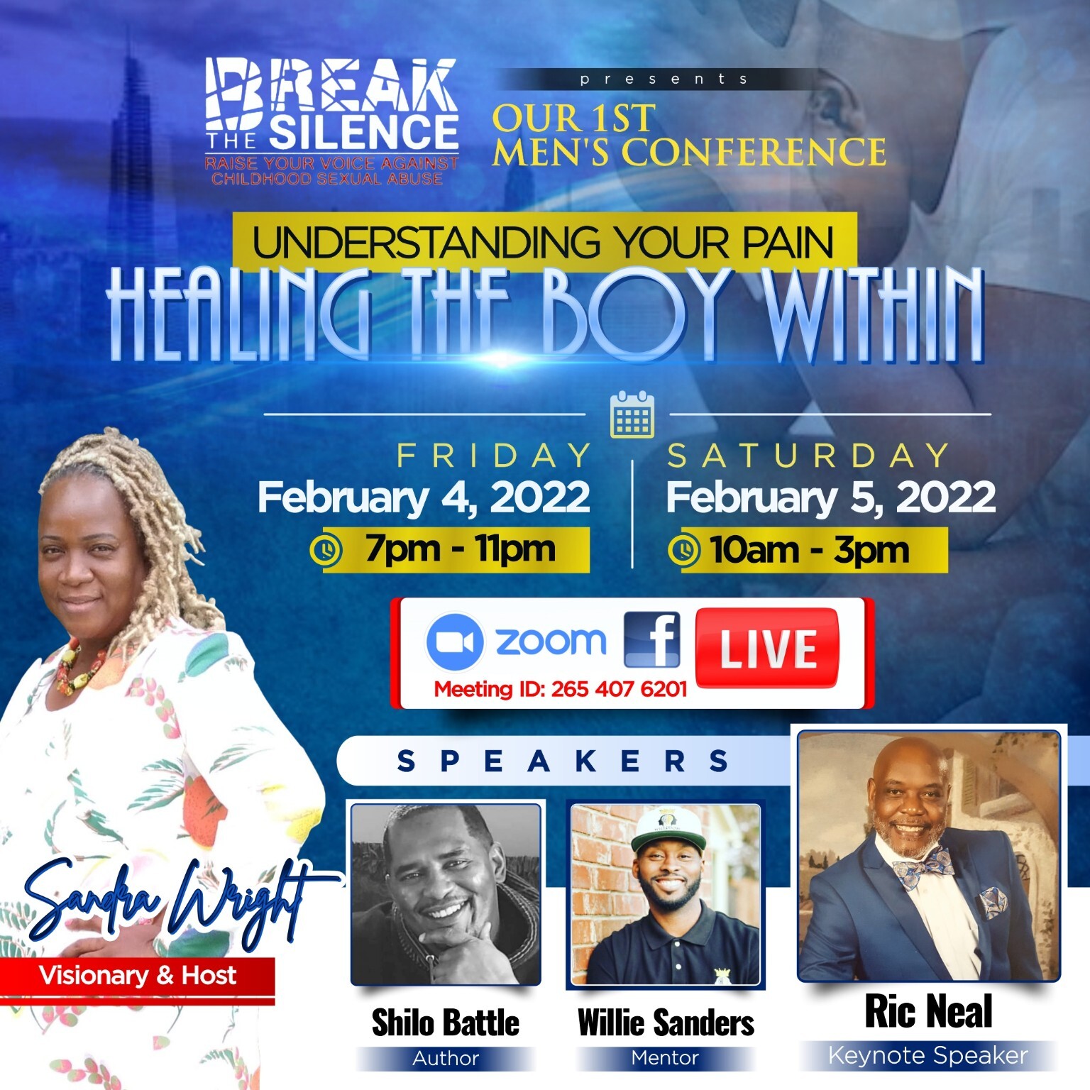 Flyer for the first Break the Silence Men’s Conference in February 2022