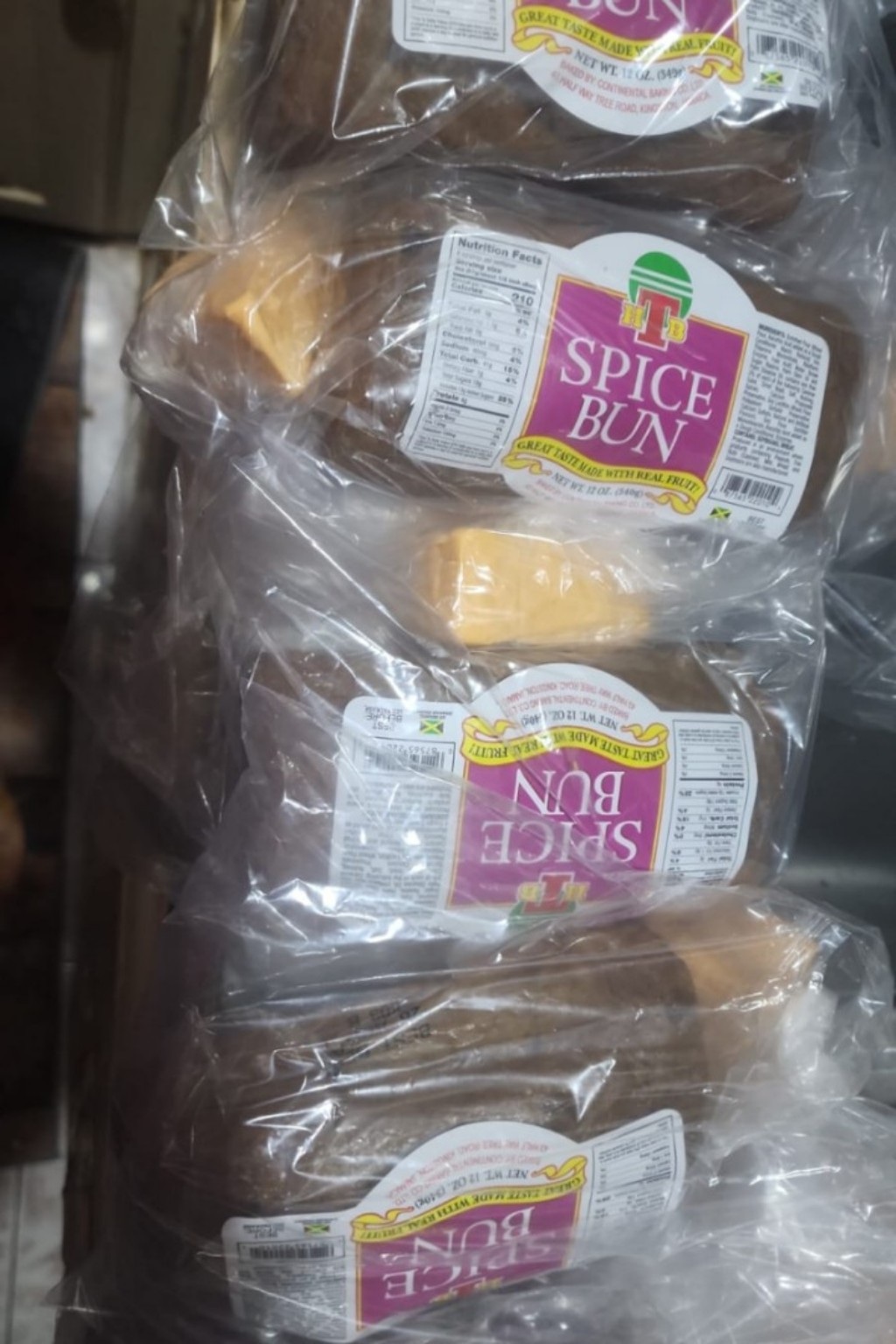Packaged Easter spice buns and cheese for the Jamaica giveaway