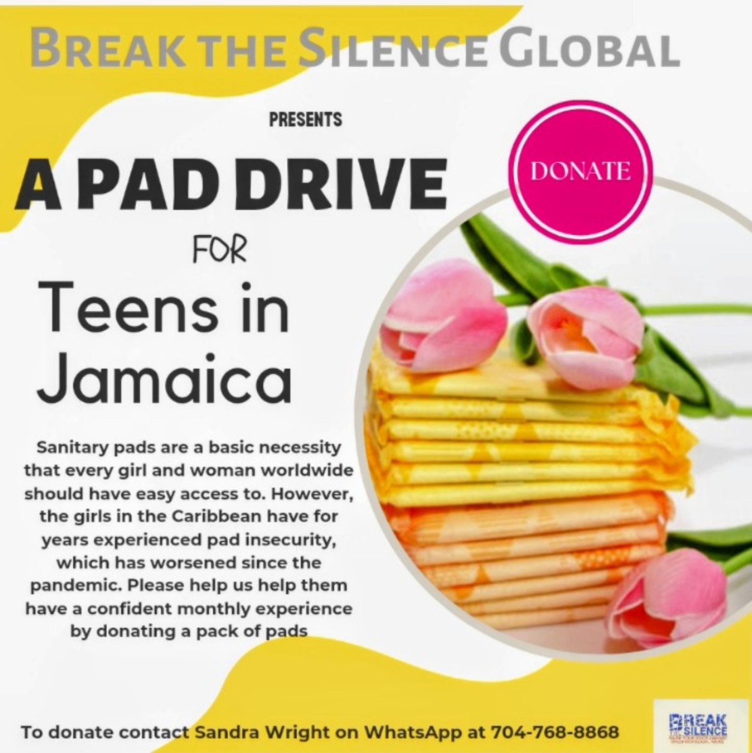Break the Silence Global pad drive for teens in Jamaica
