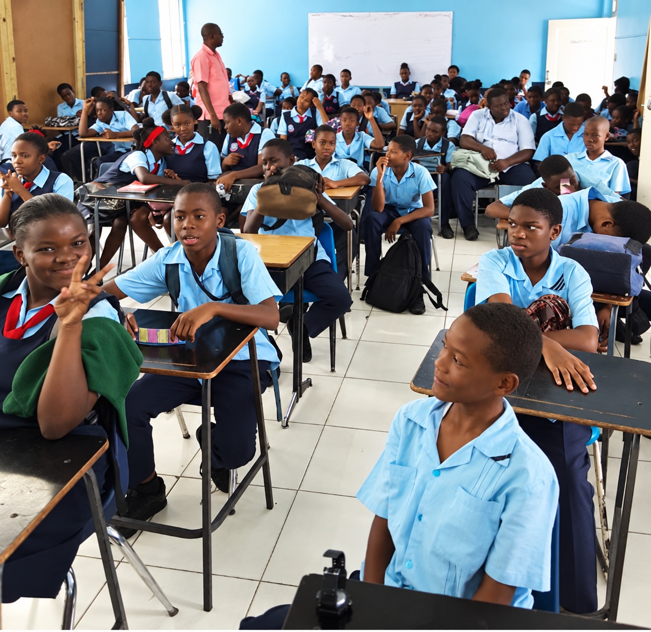 Students attending a classroom workshop at the 2023 conflict resolution workshop in Jamaica