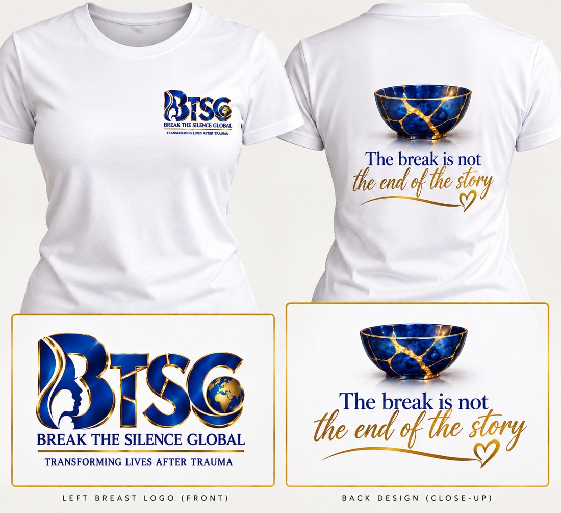 Women’s short-sleeve T-shirt in white with the BTSG Kintsugi design